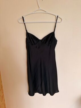 Zara Black Satin Slip Dress